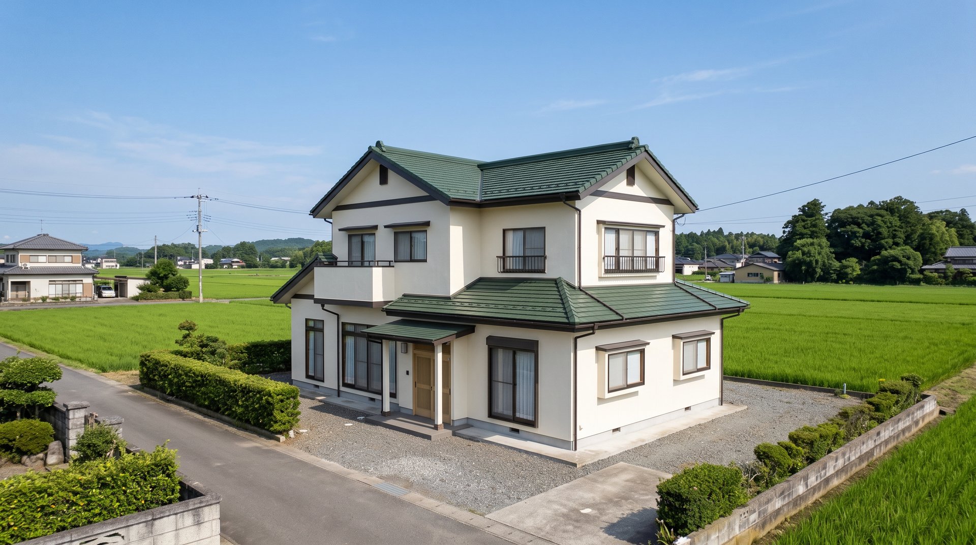 塗り替えを終えた河内町の住宅